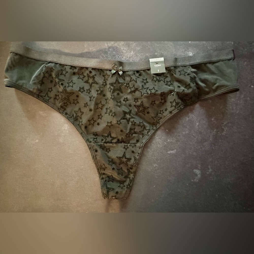 Torrid Plus Size 2X Black Mesh Star Thong Panties